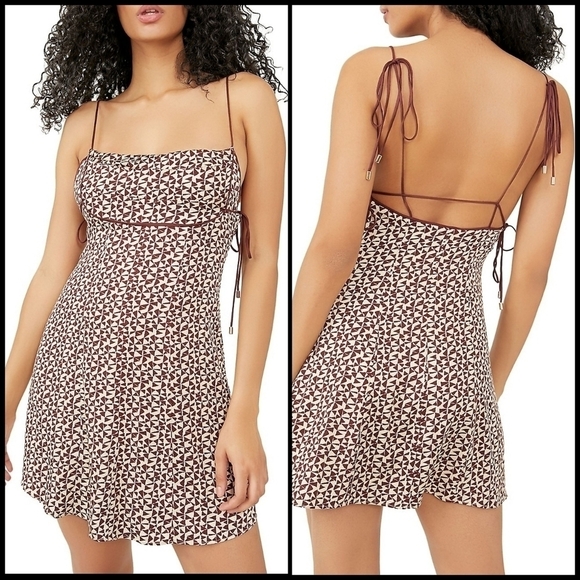 Free People | Kai Printed Mini Dress in colour "Coffee Combo" - Picture 2 of 15